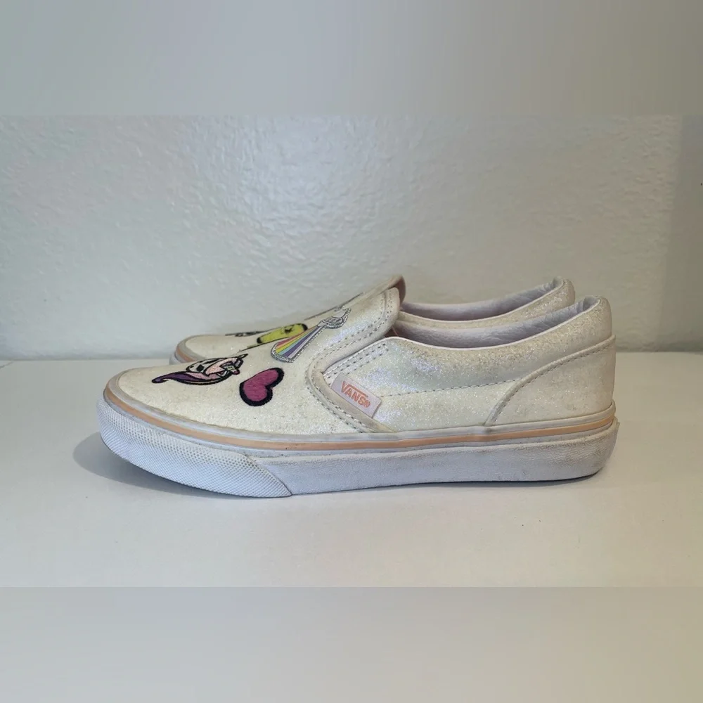 Vans‎ Kid’s Unicorn Alien Glitter Classic Slip-On Sneakers Patches Size 3